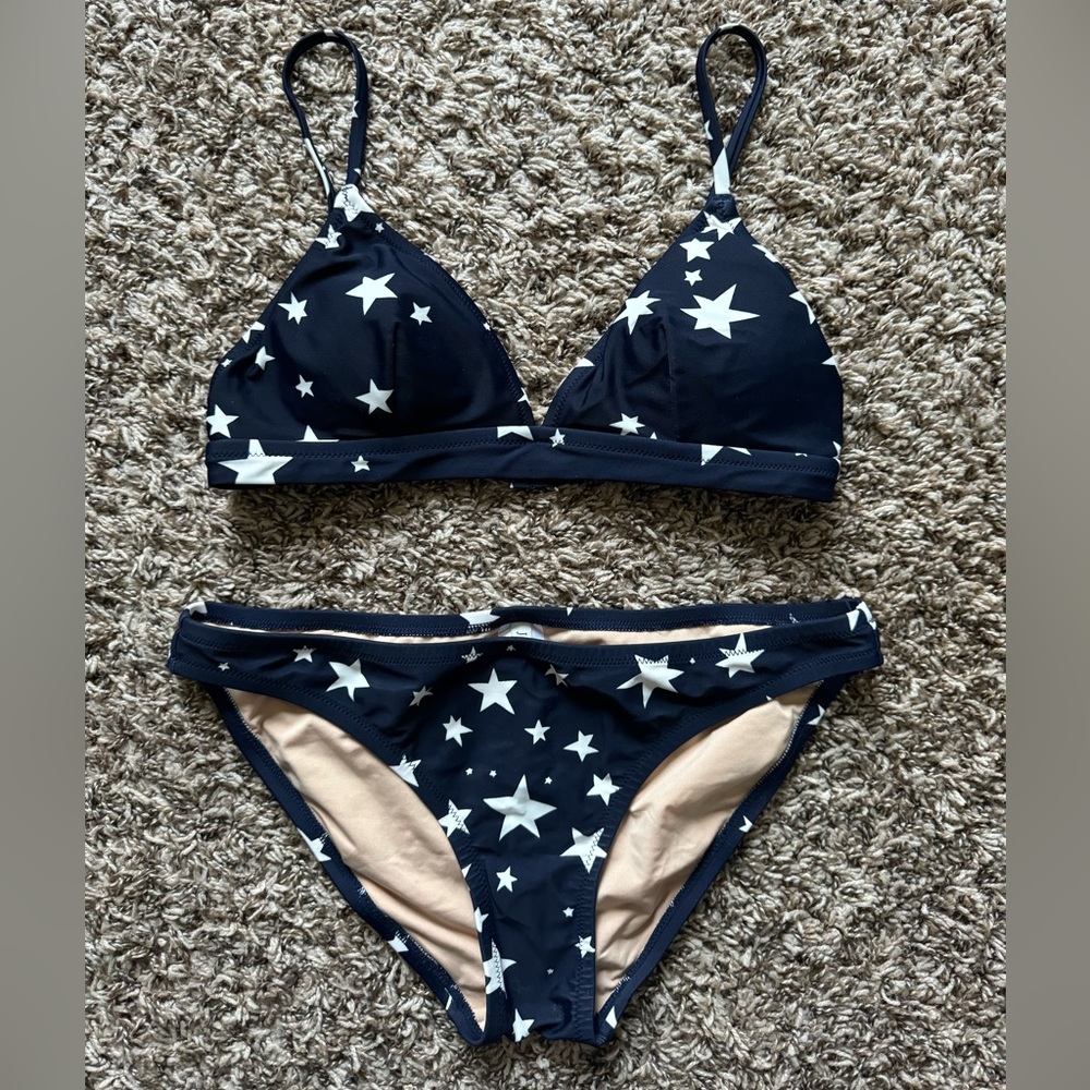 J. Crew Navy and White Stars Bikini top + bottom